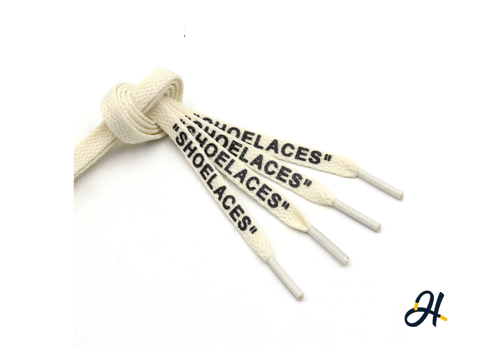 "SHOELACES" Flat CREAM heftedlaces