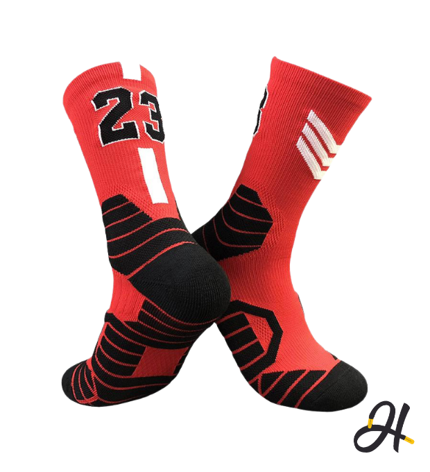 23 Dri Fit Performance Socks- Black/Red