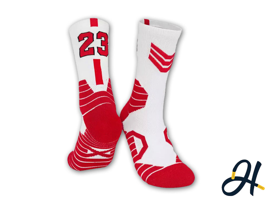 23 Dri Fit Performance Socks- White/Red